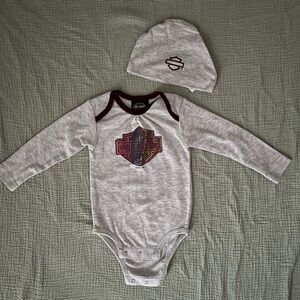 Harley Davidson baby size 3-6 onesies & hat